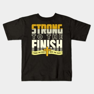 Strong to the Finish Bible Verse Christian Cross Kids T-Shirt